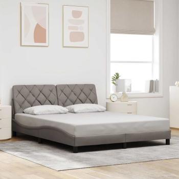 Bettgestell mit LED ohne Matratze Taupe 160x200 cm Stoff