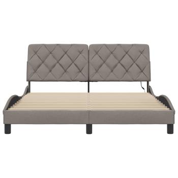 Bettgestell mit LED ohne Matratze Taupe 160x200 cm Stoff