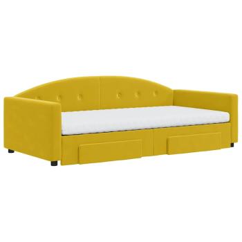 Tagesbett Ausziehbar mit Schubladen Gelb 100x200 cm Samt