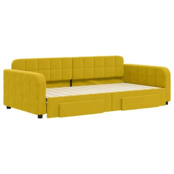 Tagesbett Ausziehbar mit Schubladen Gelb 100x200 cm Samt