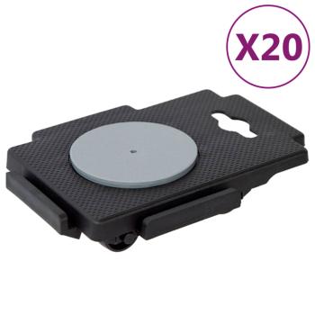 ARDEBO.de - Transportroller mit 8 Rollen 20 Stk Schwarz Polypropylen 150 kg