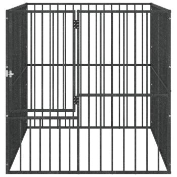 Hundelaufstall 4-tlg. Schwarz Verzinkter Stahl