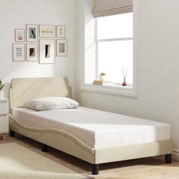 ARDEBO.de - Bettgestell mit Kopfteil "Dover" Creme 90x190 cm Stoff