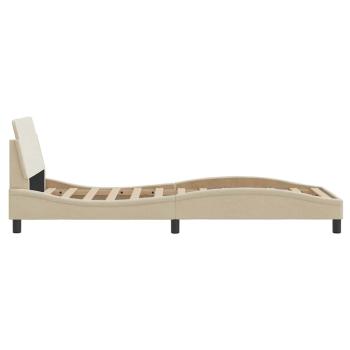 Bettgestell mit Kopfteil "Dover" Creme 90x190 cm Stoff