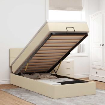 ARDEBO.de - Ottoman-Bett mit Matratze & LEDs Creme 80x200 cm Stoff