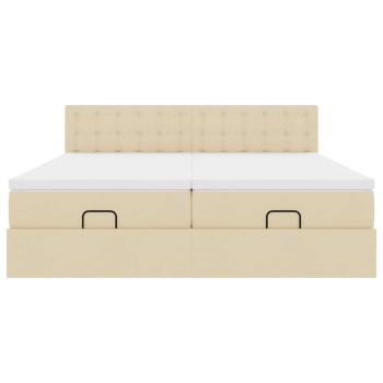 Ottoman-Bett mit Matratzen & LEDs Creme 200x200 cm Stoff