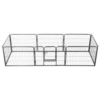 Hunde-Laufgitter 8 Paneele Stahl 60 x 80 cm Schwarz