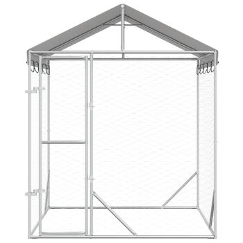 Outdoor-Hundezwinger mit Dach Silber 2x2x2,5 m Verzinkter Stahl