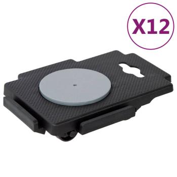 ARDEBO.de - Transportroller mit 8 Rollen 12 Stk Schwarz Polypropylen 150 kg
