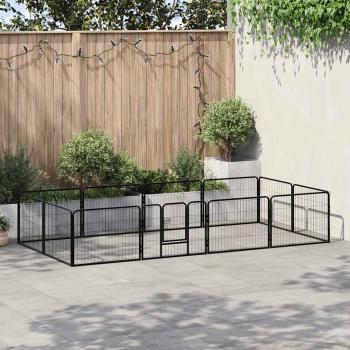 ARDEBO.de - Hunde-Laufgitter 12 Paneele Stahl 80x60 cm Schwarz