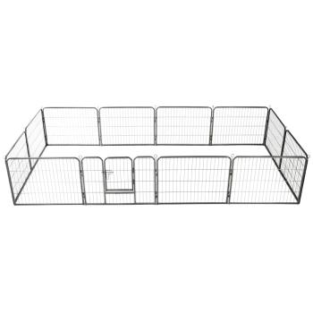 Hunde-Laufgitter 12 Paneele Stahl 80x60 cm Schwarz
