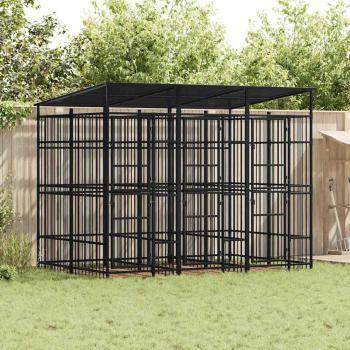 ARDEBO.de - Outdoor-Hundezwinger mit Dach Stahl 5,53 m²