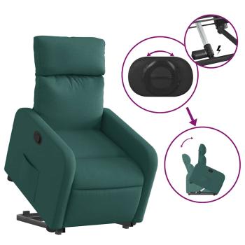 Relaxsessel mit Aufstehhilfe Dunkelgr?n Stoff