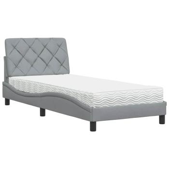 Bett mit Matratze Hellgrau 80x200 cm Stoff