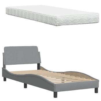 Bett mit Matratze Hellgrau 80x200 cm Stoff