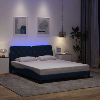ARDEBO.de - Bettgestell mit LED ohne Matratze Blau 160x200 cm Stoff