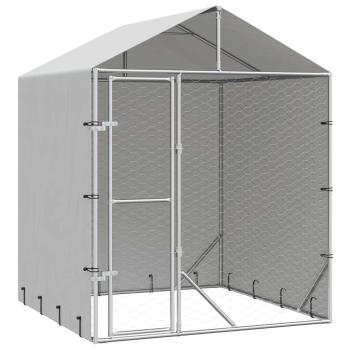 Outdoor-Hundezwinger mit Dach Silber 2x2x2,5 m Verzinkter Stahl