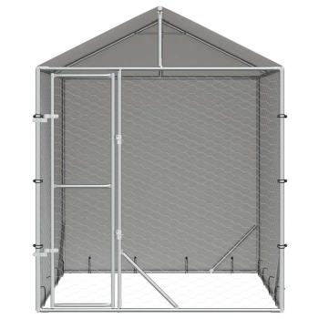 Outdoor-Hundezwinger mit Dach Silber 2x2x2,5 m Verzinkter Stahl