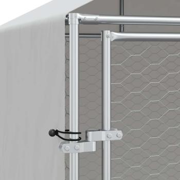 Outdoor-Hundezwinger mit Dach Silber 2x2x2,5 m Verzinkter Stahl