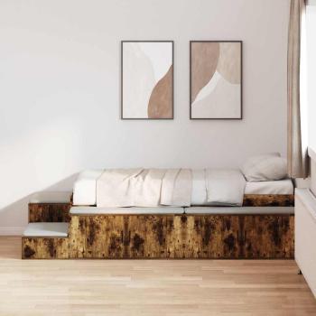 ARDEBO.de - Aufbewahrungsbettgestell Geräucherte Eiche 80 cm Holzwerkstoff