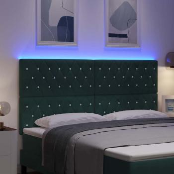 LED Kopfteil mit LED-Lichtleisten Dunkelgrün 180 cm Samt