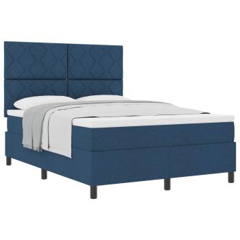 Boxspringbett mit Kopfteil Blau 140 x 200 cm Stoff