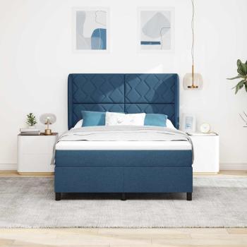 Boxspringbett mit Kopfteil Blau 140 x 190 cm Stoff