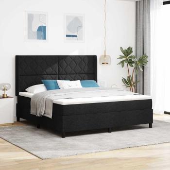ARDEBO.de - LED Boxspringbett mit Kopfteil Schwarz 180 x 200 cm Stoff