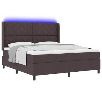 LED Boxspringbett mit Kopfteil Dunkelbraun 180 x 200 cm Stoff