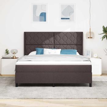 LED Boxspringbett mit Kopfteil Dunkelbraun 180 x 200 cm Stoff