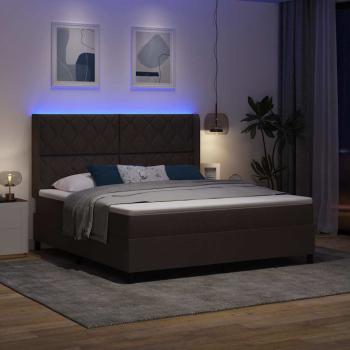 LED Boxspringbett mit Kopfteil Dunkelbraun 180 x 200 cm Stoff
