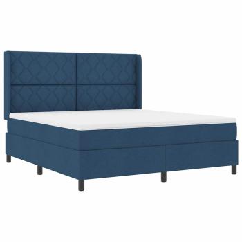 LED Boxspringbett mit Kopfteil Blau 180 x 200 cm Stoff