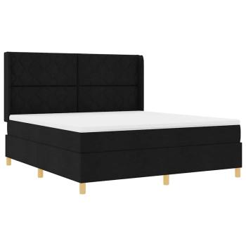Boxspringbett mit LED-Lichtleisten Schwarz 180 x 200 cm Stoff