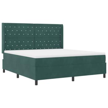 Boxspringbett mit Matratze mit LED Dunkelgrün 180 x 200 cm Samt