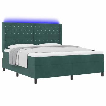 Boxspringbett mit Matratze mit LED Dunkelgrün 180 x 200 cm Samt