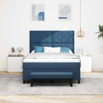 Boxspringbett mit Kopfteil Blau 140 x 190 cm Stoff