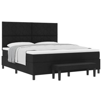 Boxspringbett mit Kopfteil Schwarz 180 x 200 cm Stoff