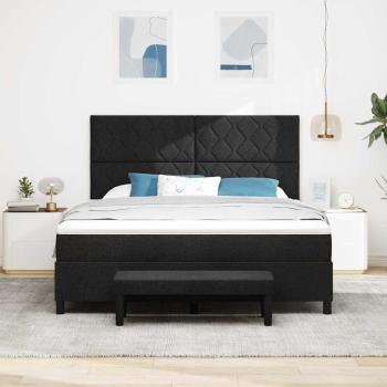 Boxspringbett mit Kopfteil Schwarz 180 x 200 cm Stoff