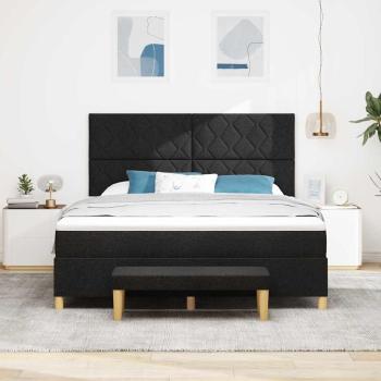 Boxspringbett mit Kopfteil Schwarz 200 x 180 cm Stoff