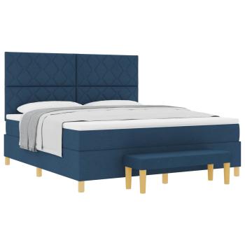 Boxspringbett mit Kopfteil Blau 200 x 180 cm Stoff