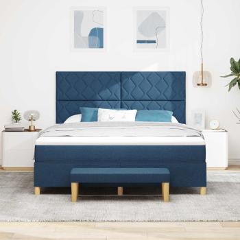 Boxspringbett mit Kopfteil Blau 200 x 180 cm Stoff