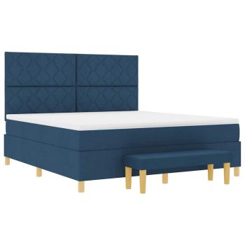 Boxspringbett mit Kopfteil Blau 200 x 180 cm Stoff