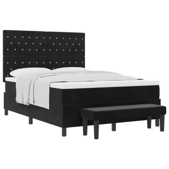 Boxspringbett mit Kopfteil Schwarz 200 x 140 cm Samt