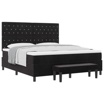 Boxspringbett mit Kopfteil Schwarz 200 x 180 cm Samt