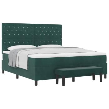 Boxspringbett mit Kopfteil Dunkelgrün 200 x 180 cm Samt