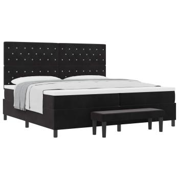 Boxspringbett mit Matratze Schwarz 200 x 200 cm Samt