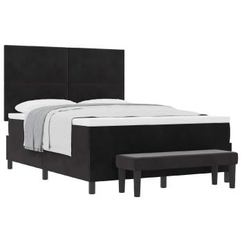 Boxspringbett mit Kopfteil Schwarz 200 x 160 cm Samt