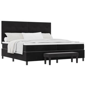 Boxspringbett mit Kopfteil Schwarz 200 x 200 cm Samt