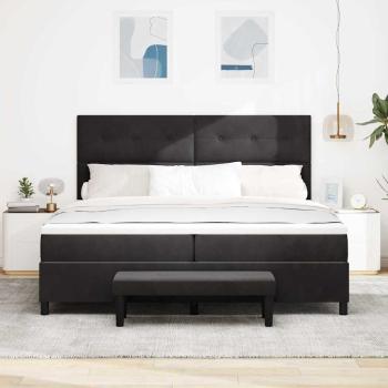 Boxspringbett mit Kopfteil Schwarz 200 x 200 cm Samt