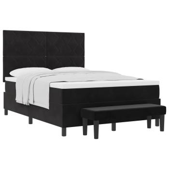Boxspringbett mit Kopfteil Schwarz 200 x 160 cm Samt